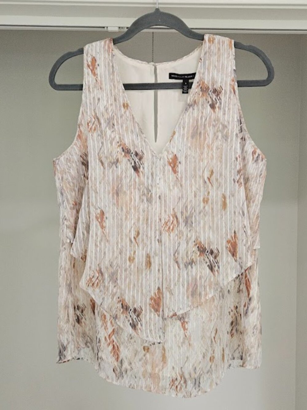 White House Black market metallic Watercolor business casual office Blouse Tank